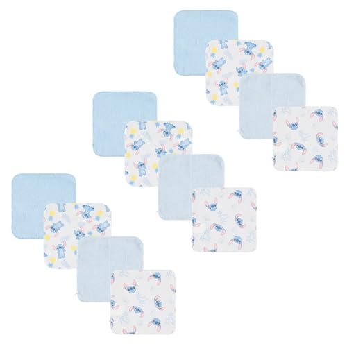 Disney Baby Washcloths 12 Pack – Ultra Soft Baby Wash Cloths, Lilo & Stitch (Stitch & Angel), Winnie the Pooh & Mickey Mouse, Absorbent Newborn Bath Essentials - color: Stitch I
