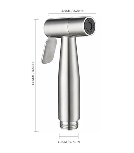 Handheld Bidet Sprayer for Toilet, Stainless Steel Bidet Head for Cloth Diaper, Pet Shower, Kitchen Cleaning, Personal Hygiene, G1/2 Hose Connectors - color: silvery sprayer head
