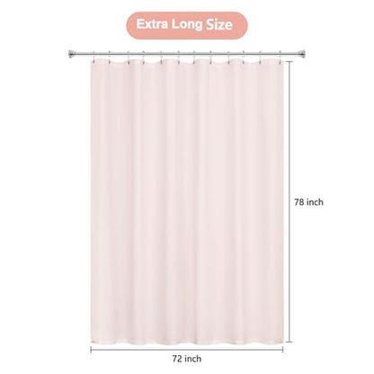 Seenus Waterproof Soft Microfiber Shower Curtain TPU Backed Lightweight, 72 x 78 Inch Extra Long Baby Pink Shower Curtain Liner with 2 Large Magnets, 2 in 1 Washable Fabric Bathroom Shower Curtain - color: Baby Pink, size: 72"W x 78"L (Pack of 1)