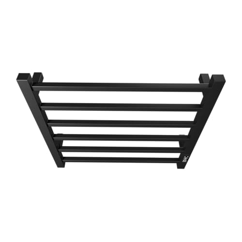 Towel Warmer, Stainless Steel Heated Towel Racks for Bathroom, 6 Bars Wall Mounted Towel Heater with Intelligent Touch Screen Timer, Plug-in, Black Matte - color: Black Matte, size: 6-Bar