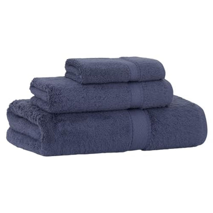 Supreme Terry 3-Piece 100% Turkish Cotton Towel Set, Hotel Quality Soft & Absorbent, 1 Luxury Bath Towel 1 Hand Towel 1 Washcloth-Navy - color: Navy, size: 3 Pcs Set