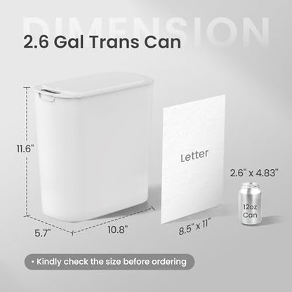 Cesun Automatic Small Bathroom Trash Can with Lid, 2.6 Gallon, White | Motion Sensor, Plastic, Touchless, Odor Control, Smart Garbage Can, Battery Operated, Manual Button, for Office/RV/Bedroom - color: White