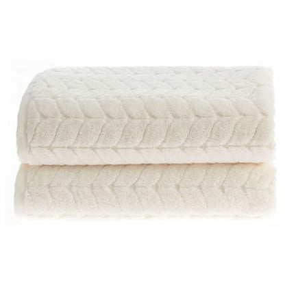 BAGNO MILANO Turkish Cotton Bath Towels, Hand Towels - Soft Plush Jacquard Collection - Highly Absorbent Towel Set (Cream, 2 pcs Bath Towel Set) - color: Cream, size: 2 pcs Bath Towel Set