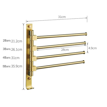 ZHOUXIAO Swing Out Towel Bar Holder Wall Mount Gold Finish/Swivel Towel Rack for Bathroom or Kitchen, Metal Towel Bar Folding Arm Swivel Hanger Bathroom Storage 2Bars