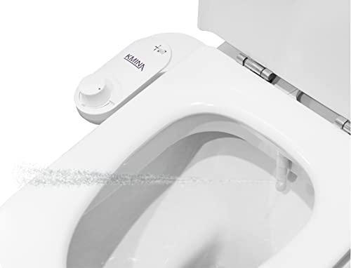 KMINA Toilet Bidet Attachment, Self-Cleaning Nozzle, Fresh Water Non-Electric, Adjustable Water Pressure, Rear Wash, White