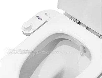 KMINA Toilet Bidet Attachment, Self-Cleaning Nozzle, Fresh Water Non-Electric, Adjustable Water Pressure, Rear Wash, White