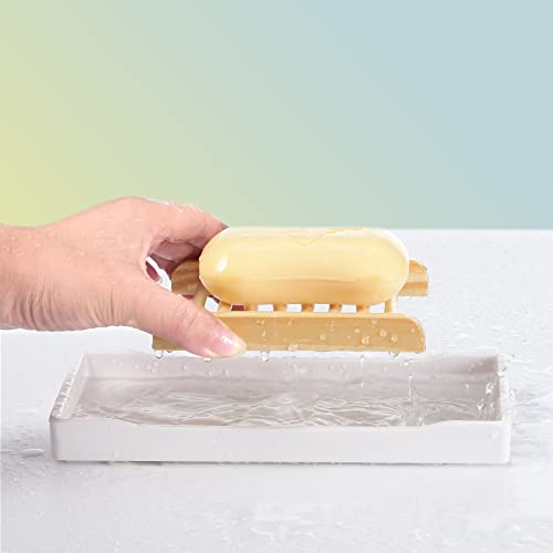Rtteri 80 Pieces Bamboo Wood Soap Dish Tray Bathroom Wooden Soap Holder Handmade Bathtub Shower Dish Accessories for Home Bathroom Kitchen Sponge Scrubber
