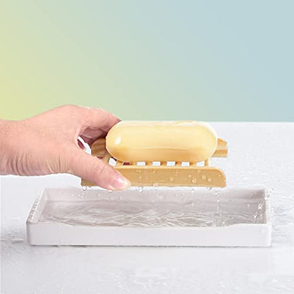 Rtteri 80 Pieces Bamboo Wood Soap Dish Tray Bathroom Wooden Soap Holder Handmade Bathtub Shower Dish Accessories for Home Bathroom Kitchen Sponge Scrubber