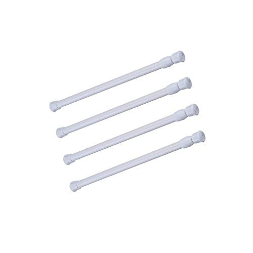 Tension Rods, 4 Pack 15.7-28 Inches Adjustable Spring Steel Cupboard Bars Tension Curtain Rod Shower Rod Extendable Width - color: White, size: 15.7-28 inches
