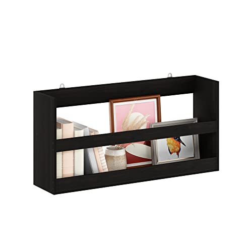 Rectangular Wall Shelf with Guard Rail, Wall Mounted Shelves, Floating Shelf, Floating Shelves for Wall, for Home Office, Bedroom, Bathroom, Living Room, Espresso - color: Espresso