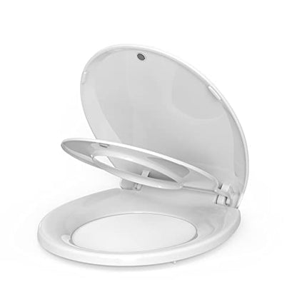Toilet Seat, Round Toilet Seat with Toddler Seat Built in, Potty Training Toilet Seat Round Fits Both Adult and Child, with Slow Close and Magnets- Round - color: White, size: Round, style: With Toddler Seat