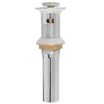 Bathroom Sink Pop Up Drain with Overflow, Strainer, Polished Chrome | Solid Brass with Detachable Basket Strainer; 7 in. Closed/7.5 in. Open; 1-1/2 in. Min Drain Opening; Push-button Stopper - color: Chrome, size: Small Popup Cap