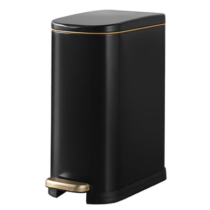 ELPHECO Bathroom Trash Can with Lid 3.5Gal Stainless Steel Step Garbage Can | 13.5 Litre Stainless Steel Pedel Garbage Can with Removable Inner Bucket, Wastebasket Bathroom, Office, Bedroom, Matte Black - color: Matte Black