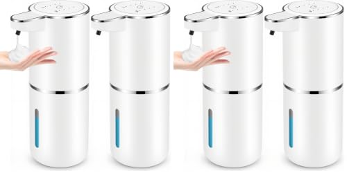 4 Pack Automatic Soap Dispensers,12.8oz/380ml USB Touchless Automatic Foaming Soap Dispenser,Rechargeabled Wall Mounted Smart Soap Dispenser for Bathroom Kitchen Dish Soap - color: White, size: Foam x2 (Pack of 2)