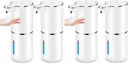 4 Pack Automatic Soap Dispensers,12.8oz/380ml USB Touchless Automatic Foaming Soap Dispenser,Rechargeabled Wall Mounted Smart Soap Dispenser for Bathroom Kitchen Dish Soap - color: White, size: Foam x2 (Pack of 2)