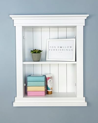 14x18 Elliot Craftsman Recessed Wood Wall Niche, Open Medicine Cabinet Replacement, in The Wall Bathroom Cabinet Insert Shelves, Made in North America, NO MDF, Beadboard, White - color: White Beadboard