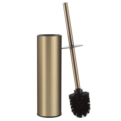 BGL Brushed Gold Toilet Brush and Holder,Stainless Steel Toilet Brushes for Bathroom with Holder - color: Brushed Gold