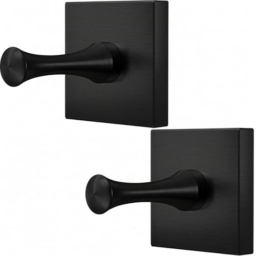 DGYB Towel Hooks for Bathrooms Set of 2 Matte Black Shower Hooks for Inside Shower Stainless Steel Heavy Duty Wall Hooks for Hanging for Kitchen Bedroom Office Pool Coats - color: Black - 2 Pcs