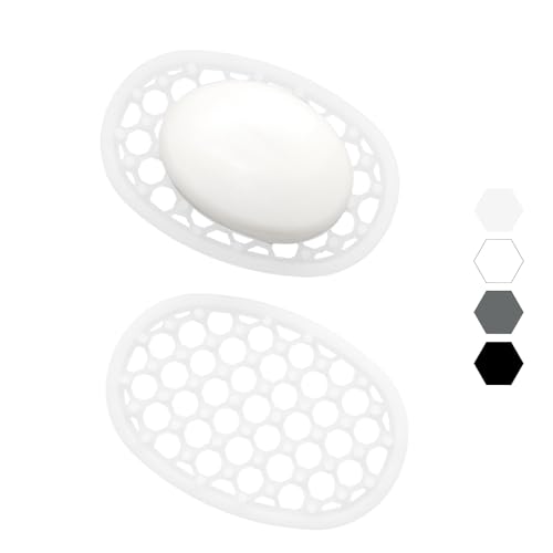 2 Pack Soap Dish for Shower, Non-Slip Silicone Bar Soap Holder with Efficient Drainage Holes for Bathroom Sink, Self Draining Soaps Saver Pad for Shower Niche, Shelf (Translucent- 2Pcs) - color: Translucent- 2pcs