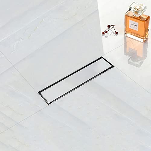 12"Linear Shower Drain Brushed Silver Drain with Tile Insert Grate | AISI 304 Stainless Steel Fast Drainage Rectangle Hidden Shower Trench,Detachable Hair Catcher Easy to install,Leveling Feet - color: Stainless Steel, size: 12 Inch (No Base)