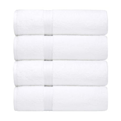 Soft Bath Towels Set of 4 - Luxury & Absorbent - Large (28" x 56") 100% Cotton - Versatile, Perfect as, Hotel Towels, Spa Towels - White - color: White