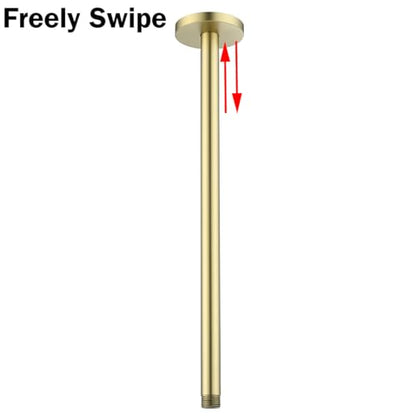 RANDOM Shower Arm with Flange,Gold 16 Inches Ceiling Mount Shower Head Extension Arm Straight Arm Ceiling-Mounted For Fixed Shower Head,Brushed Gold.RD91038-16BG - color: 16″ Brushed Gold(Round Flange)