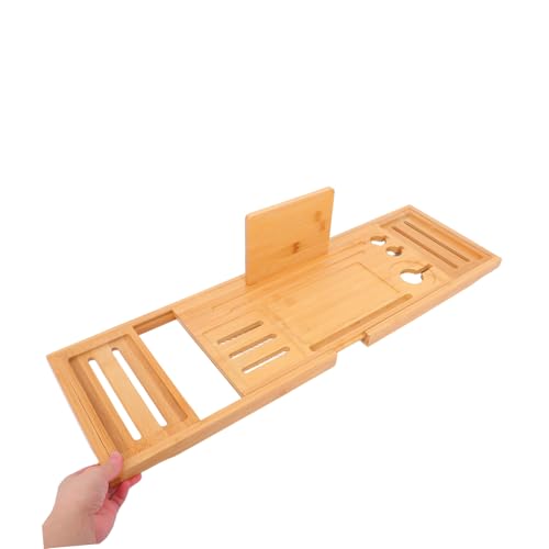 LIFKOME Bathtub Tray Expandable Bath Tub Table Bamboo Storage Rack for Bathroom Accessories