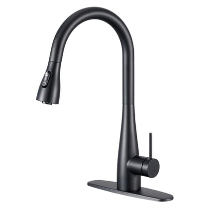 CREA Black Kitchen Faucet, Pull Down Black Kitchen Faucets with Sprayer 3 Modes, Uitility Laundry Faucets Single Hole Bar Sink Faucet 360° Swivel High Arc RV Stainless Steel Faucet, Matte Black - color: Black, style: elliptical