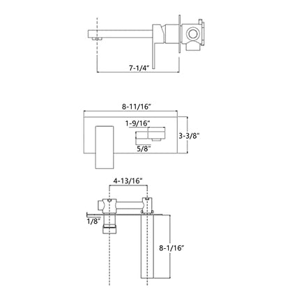 SUMERAIN Brushed Nickel Bathroom Sink Faucet Wall Mount | Rough-in Valve Included, Left-Handed, Single Handle - color: Brushed Nickel, size: Left-Handed