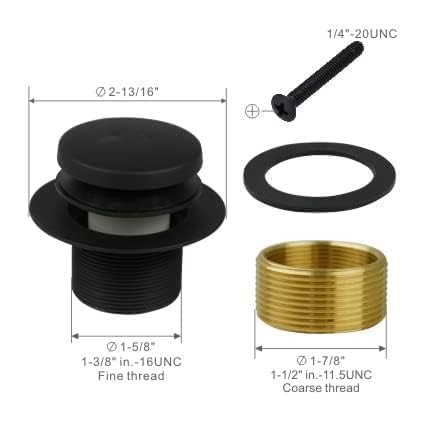 WELSAN Matte Black Tub Drain and Overflow Kit,Black Bathtub Drain,1 Hole | Tip-Toe, 1-Hole Faceplate, Coarse thread replacement conversion kit assembly, fits 1-3/8 or 1-1/2 inch bathtub drain waste - color: Black, style: 1 Hole