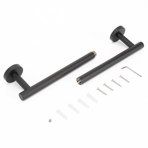 NearMoon Bath Towel Bar, Thicken Stainless Steel Shower Towel Rack Holder Wall Mounted for Bathroom,18-lnch Overall Length-16-lnch Usable Hanging Space (1 Pack, Matte Black) - color: Matte Black, size: 18 Inch