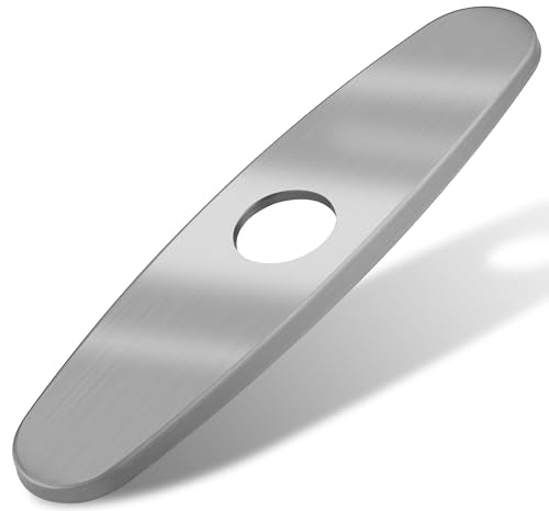 MAAYAYA 10" Kitchen Faucet Escutcheon, Deck Plate, 1 or 3 Hole, Grey | Golden 304 SS, Fits 8" Widespread 1 or 3 Hole Sinks, for Pull-down Kitchen Faucet, Cover Extra Holes, Foam Gasket Included - color: Gray