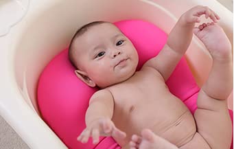 KAKIBLIN Baby Bath Mat, Baby Bath Pad, Soft Anti-Slip Babies Baths Insert | Baby Bathing Cushion for 0-6 Month Infant Baby, Pink - color: Pink