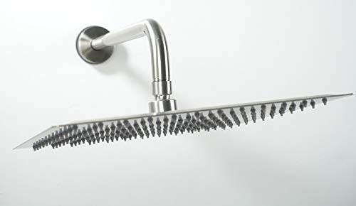 NearMoon Rain Shower Head, High Flow Stainless Steel Square Rainfall Shower, Waterfall Bath Shower Body Covering, Ceiling or Wall Mount (12 Inch, Brushed Nickel) - color: Brushed Nickel, size: 12 Inch Square