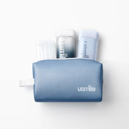 usmile Travel Case for Electric Toothbrush & Water Flosser – Water-Resistant PU Leather Hanging Toiletry Bag, Fits C10, C30, P10S, Y10PRO, Y20PRO, Ideal for Travel, Gym & School(Blue) - color: Blue
