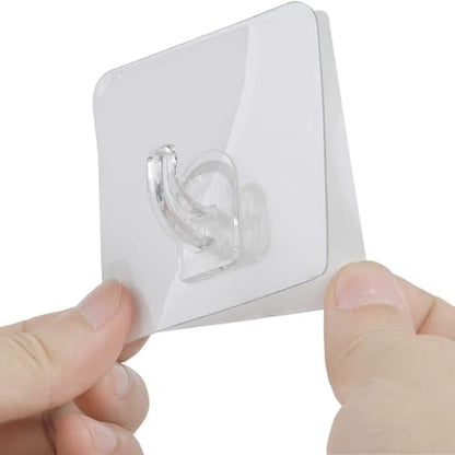 Hawsam 8PCS Clear Adhesive Sticky Wall Hooks,No Drilling Strong Waterproof Sticker Hanger for Kitchen, Shower and Bathroom 20kg/44lb. (Max Loading) | No Drilling Strong Adhesive Waterproof Design Clear Hooks Set for Kitchen,Shower and Bathroom 20kg/44lb