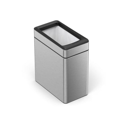 simplehuman Slim Open Can, 10L / 2.6 Gallon Commercial Office Trash Can for Hotel Rooms, Conference Rooms, Reception, Heavy Duty Stainless Steel, ADA-Compliant, Brushed Stainless Steel - color: Brushed, style: 10L Slim