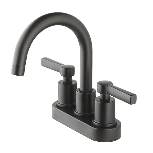 H2O by Aqua Vista 2-Handle 4-in. Centerset Sivan Collection Bathroom Sink Faucet in Matte Black with Pop-up Drain H11L-421-MB, Ideal Bathroom Decor for Home Improvement and Bath Remodel - color: Matte Black Centerset
