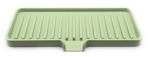 Silicone Soap Dish Tray and Sponge Holder with Drain Chute, Rectangular, Kitchen and Bathroom Sink Organizer (Pistachio, 9"x3.5") - color: Pistachio, size: (MD) 9"x3.5"