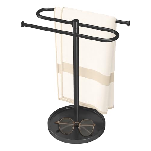 Bethom Hand Towel Holder Stand for Bathroom Countertop,S-Shape Bar,Black | Stainless Steel Hand Towel Racks Standing Holds 2 Towels for Kitchen - color: Black