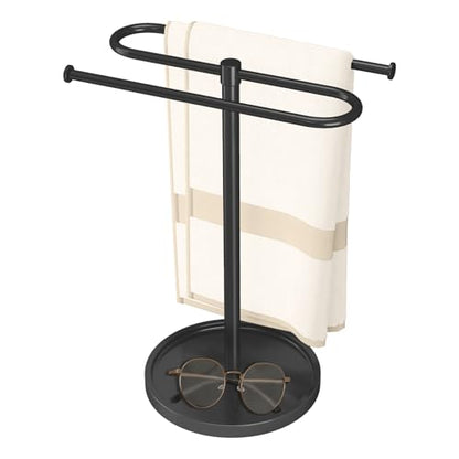 Bethom Hand Towel Holder Stand for Bathroom Countertop,S-Shape Bar,Black | Stainless Steel Hand Towel Racks Standing Holds 2 Towels for Kitchen - color: Black