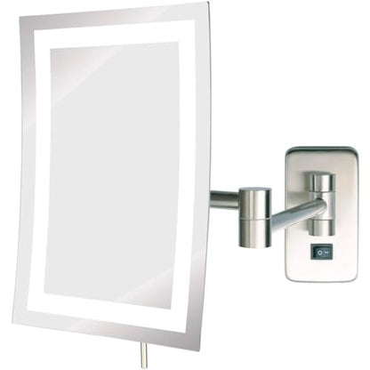 JERDON Hardwired Wall-Mount Makeup Mirror - 5X/1X - Nickel - JRT710NLD | 6.5" x 9" Rectangular Frame, LED Lighting, Direct Wire Install - color: Nickel Direct Wire