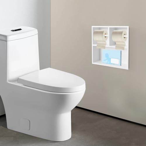 Dual Toilet Roll Holder, Recessed Toilet Paper Holder 304 Stainless Steel | Toilets Paper Holders Horizontal Toilets Paper Niche Toilet Niche Dispenser with Storage 12.2 LX 3.94W X 12.2H in (White) - color: White