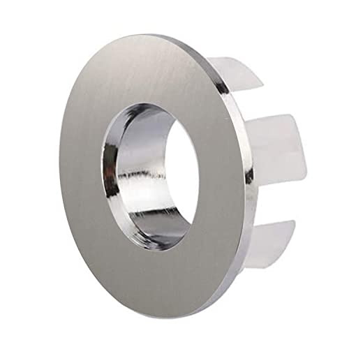 Bathroom Sink Overflow Hole Cover Ring Brass Basin Trim Insert in Hole | Round Caps Brushed Nickel by Homevacious - color: Brushed Nickel