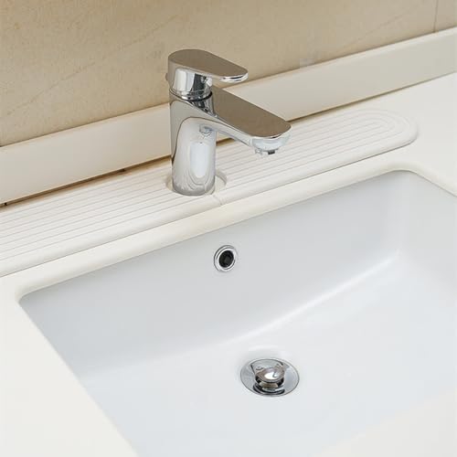 dophee Diatomite Fast Drying Stone Faucet Mat for Kitchen Sink, White | Sink Tray Faucet Splash Guard Absorbent Mat for Bathroom Counter, 23.3"x3.9" - color: White