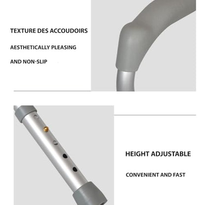 Toilet Safety Rails,Adjustable Safety Frame with Handles for Elderly,Handicap Non-Slip Bathroom Grab Bar with Padded Handles and Aluminum Frame(Size:57cm,Color:Gray)