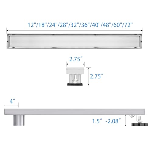 36 Inch Offset Linear Shower Drain, Brushed 304 Stainless Steel | Offset Side Outlet,Easy to install,Tile-In Grate,Hair Catcher,Leveling Feet,Complete Install Kit, Removable Grate Cover - color: Stainless Steel, size: 36 inch