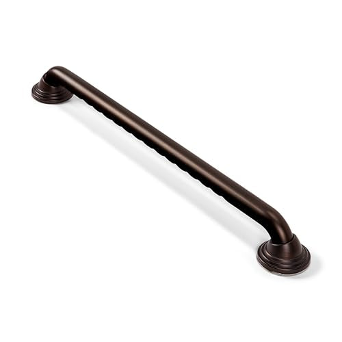 Seachrome 24 inch Finger Grip Grab Bar for Bathroom, Curl Grip, ADA Safety Grip Assist Shower Rail for Elderly and Seniors, Stainless Steel, Oil Rubbed Bronze - color: Oil-Rubbed Bronze, size: 24