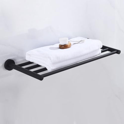 20 Inch Bathroom Towel Rack, Hotel Style Towel Racks for Bathroom Wall Mounted, Modern Towel Bar Rack, 2-Tier Towel Shelves, Black - color: Black, size: 20 Inches