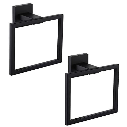 KOKOSIRI Hand Towel Ring Shower Towel Hanger 2PC Bath Towel Holder Bathroom Lavatory Stainless Steel Wall Mount 2 Pack, Matte Black, B3004BK-P2 - color: Matte Black, size: 2 Pack